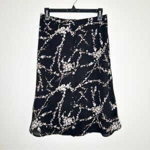 Daniel Rainn Womens Black Patterned A-line Button Front Skirt Knee Length Size S